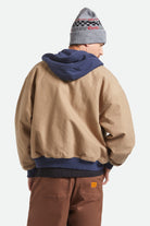 Men's Canvas Hooded Bomber Jacket in the color Khaki/Mood Indigo - Additional Fit image
