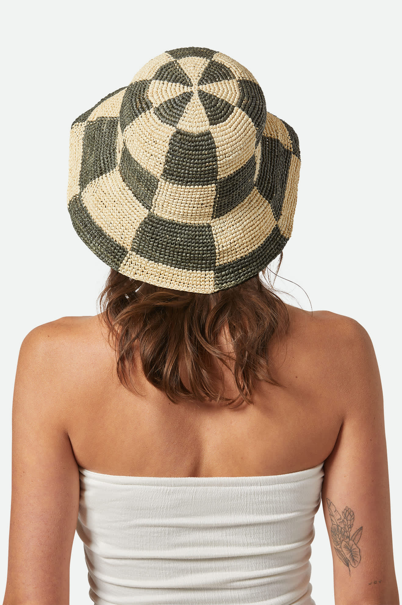 Women's Redding Bucket Hat in the color Whitecap/Deep Forest - Women's Back View
