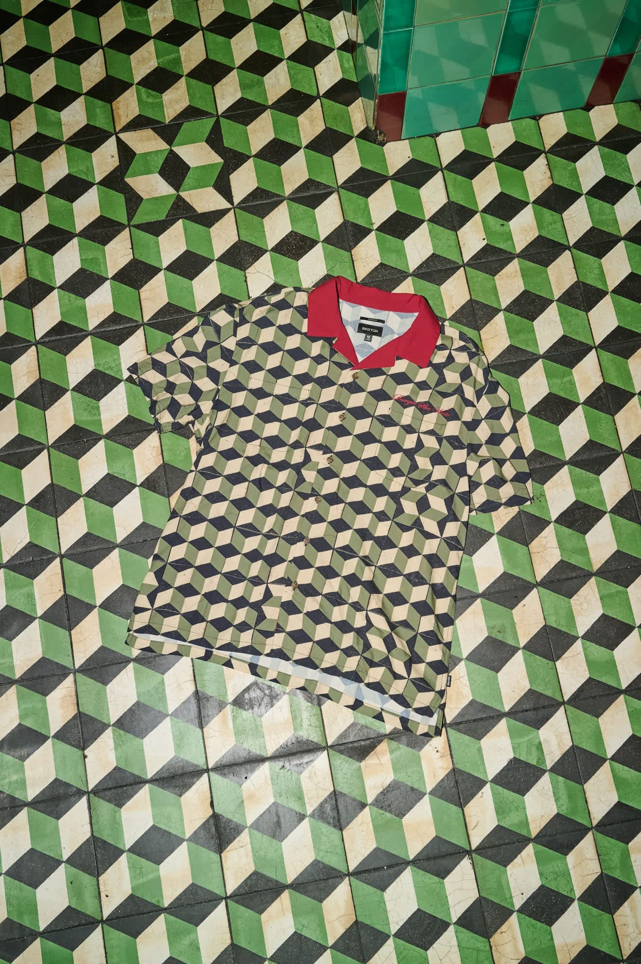 Men's Burger She Wrote Shirt in the color Black/Green Tile - Additional Laydown image