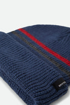 Unisex Chunky Heist Beanie in the color Washed Navy/Heather Grey/Crimson - Additional Laydown image
