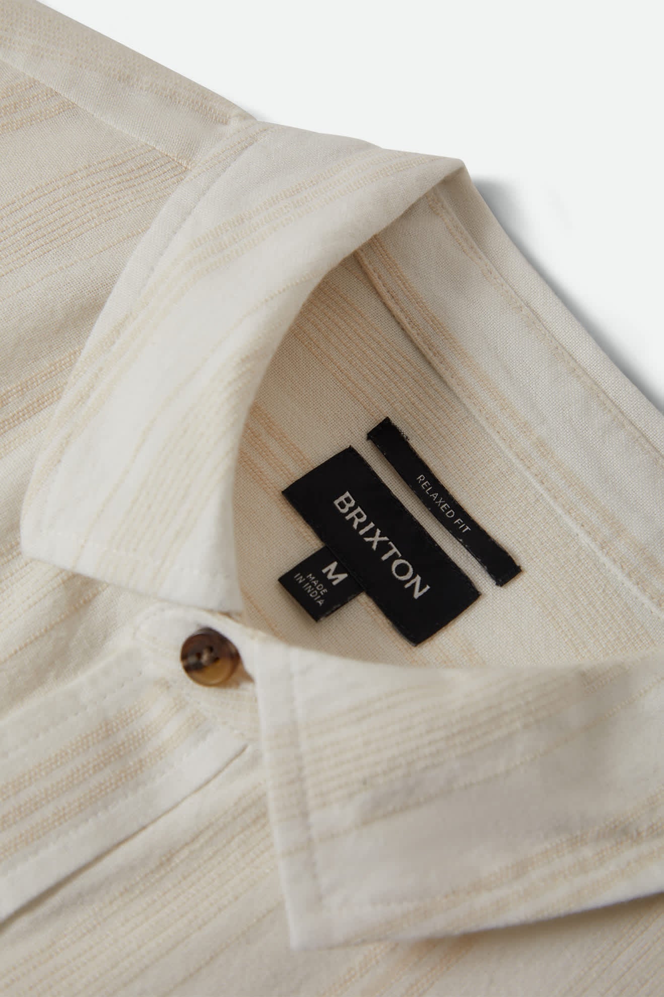 Men's Charter Stripped Dobby Short Sleeve Shirt in the color Off White - Additional Laydown image