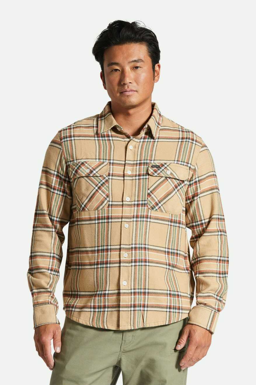 Bowery L/S Flannel - Sand/Off White/Terracotta