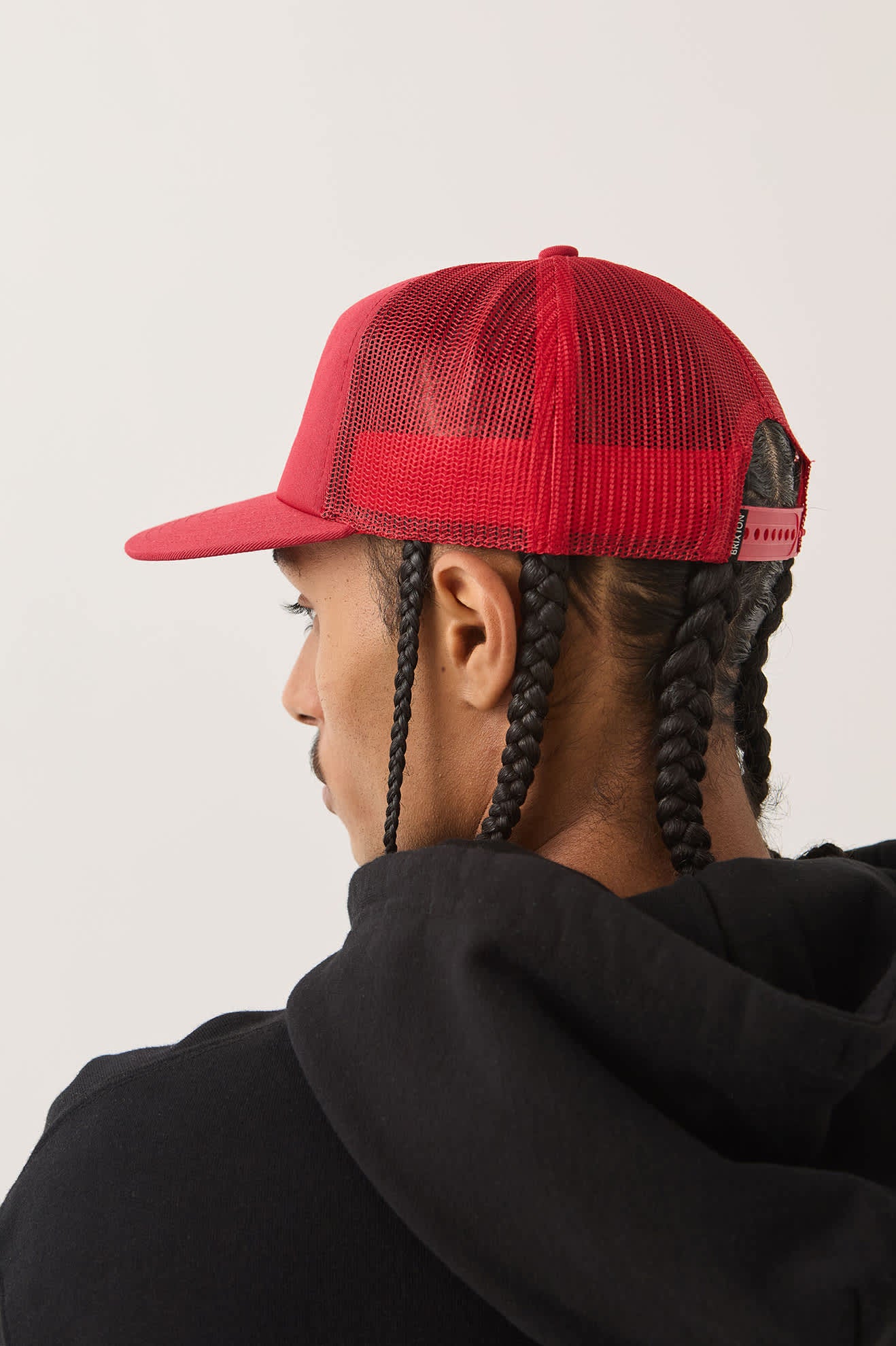 Unisex Ford 4x4 Chrome Trucker Hat in the color Rangoon Red - Men's Back View
