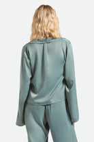 Women's Soho Silky Top in the color Blue Green Shine - Women's Back View