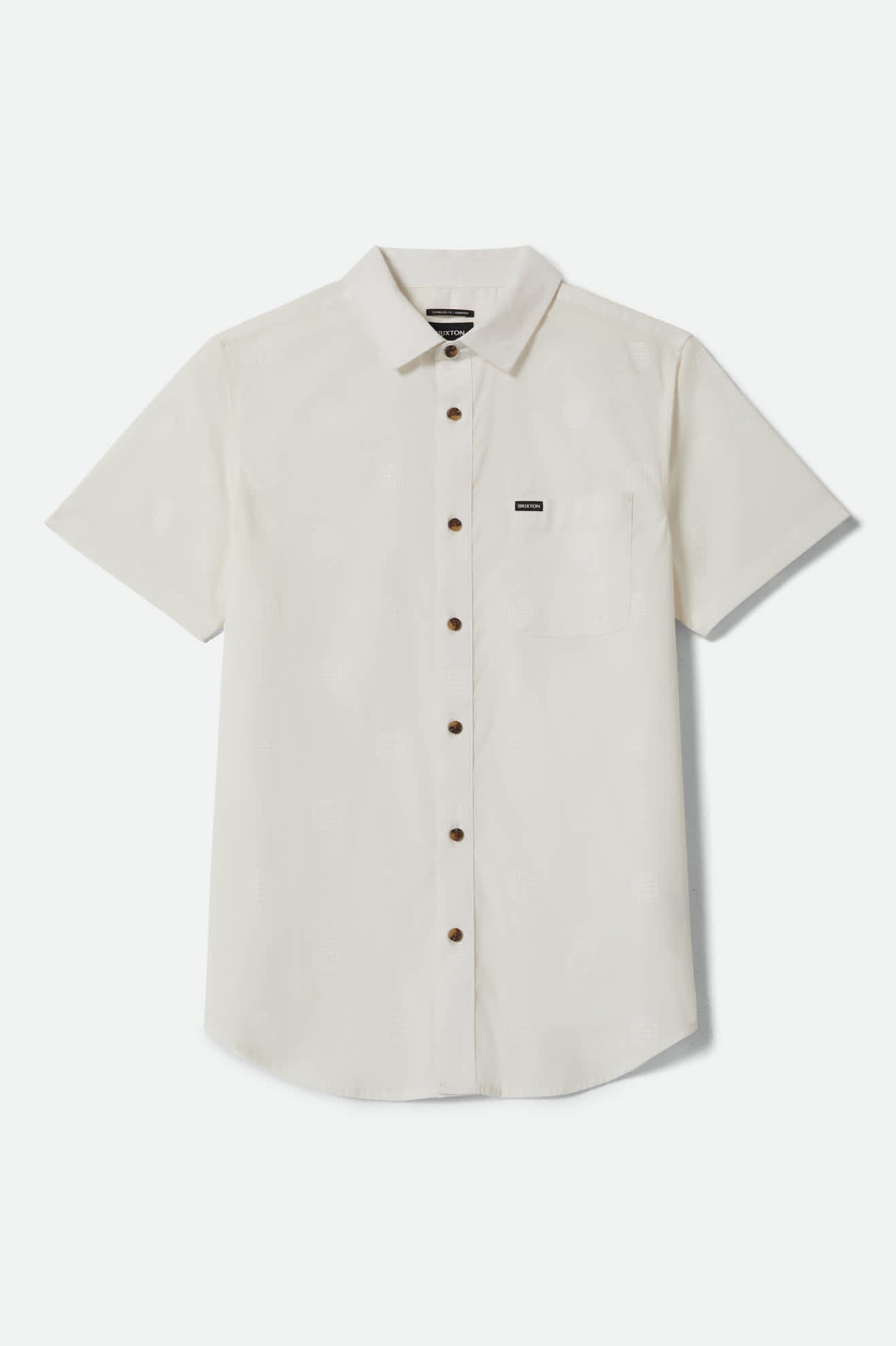 Men's Charter Print Short Sleeve Shirt in the color Off White Geo - Front Product View