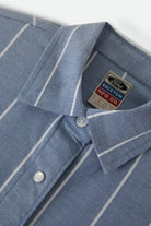 Women's Ford Mustang Sally Shirt in the color Blue Chambray/Stripe - Additional Laydown image