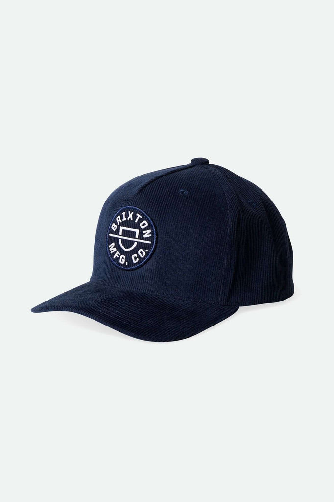 Brixton Unisex Crest Netplus Snapback - Washed Navy Cord | Main