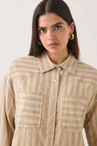 Women's Wayne Women's Shirt in the color Sand Stripe - Additional Fit image