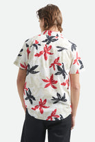 Men's Charter Print Short Sleeve Shirt in the color Off White/Black/Red Palm Floral - Men's Back View
