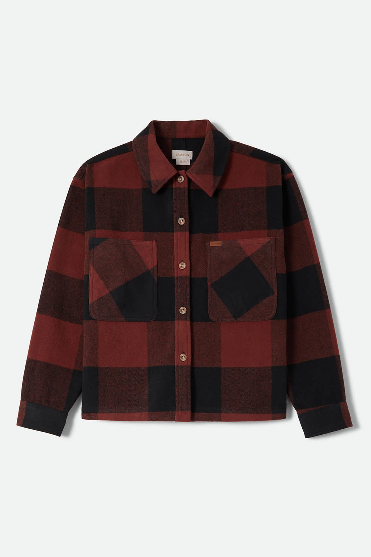 Women's Bowery Women's Soft Brushed Flannel in the color Dark Brick/Black - Front Product View