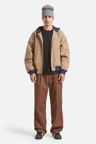 Men's Canvas Hooded Bomber Jacket in the color Khaki/Mood Indigo - Additional Fit image