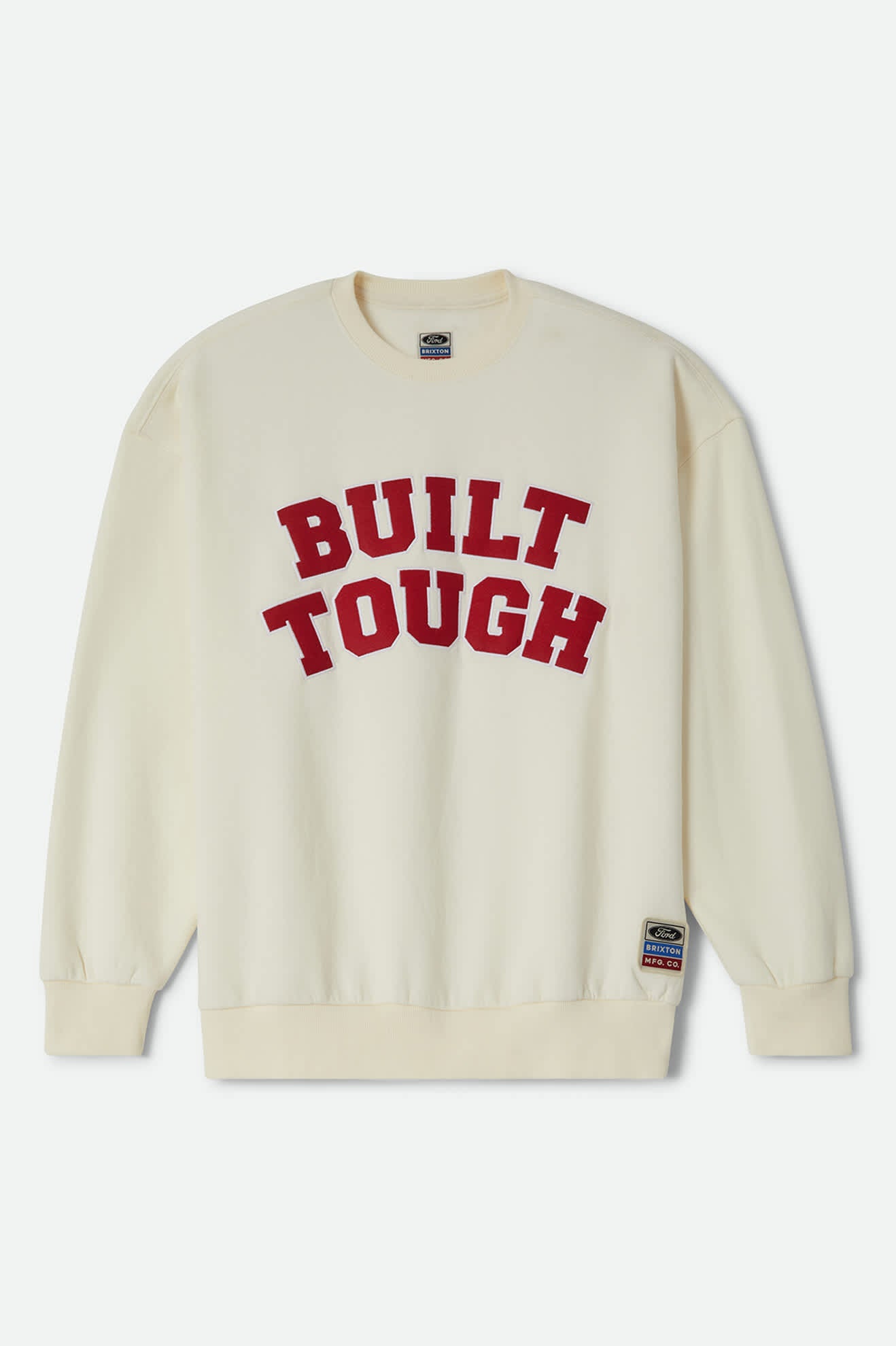 Women's Ford Built Tough Crew Fleece in the color Wimbledon White - Front Product View