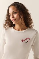 Women's Lipstick Waffle Knit Top in the color Off White - Additional Fit image