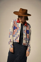 Women's Trail Terry Cloth Trucker Jacket in the color Electronic Indigo Pattern - Women's Front View