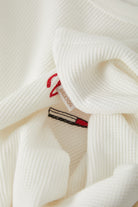 Women's Lipstick Waffle Knit Top in the color Off White - Additional Laydown image