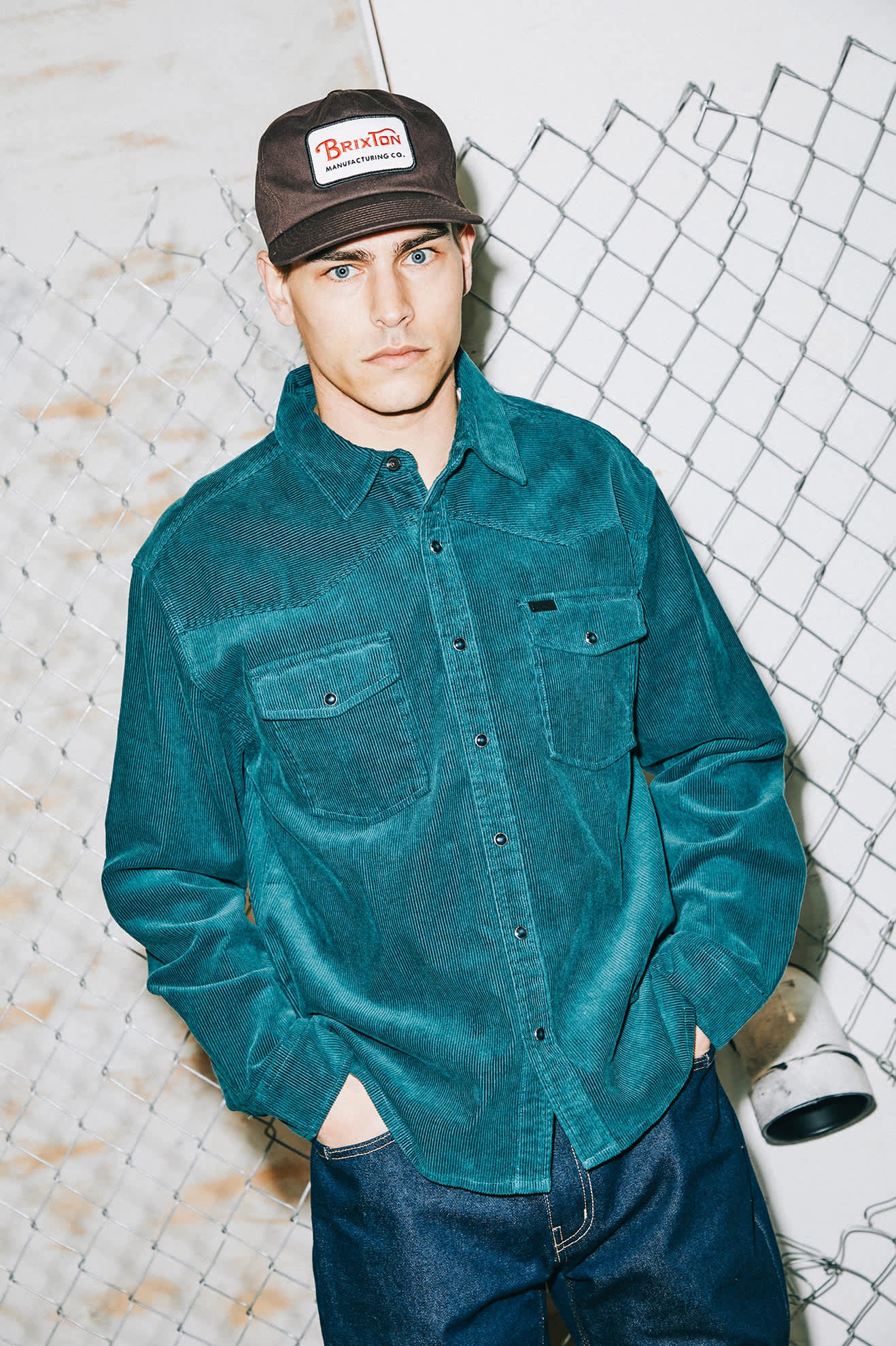 Men's New West Relaxed Overshirt in the color Night Sage Corduroy - Men's Lifestyle image