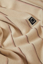 Men's Parsons Stripped Pique Boxy T-Shirt in the color Whitecap/Sea Foam/Pinecone Brown - Additional Laydown image