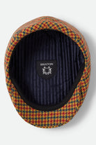 Unisex Hooligan Flat Cap in the color Taupe/Orange/Royal - Additional Laydown image