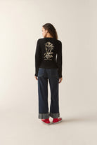 Women's La Rosa Waffle Knit Top in the color Black - Women's Back View