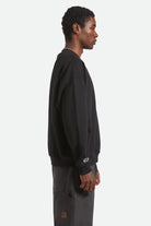 Men's Embroidered Heavyweight Oversized Crew in the color Black - Men's Side View