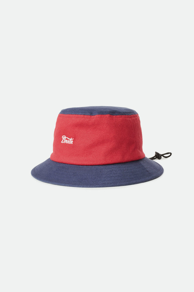 Brixton Stith Bucket Hat - Washed Navy/Lava Red