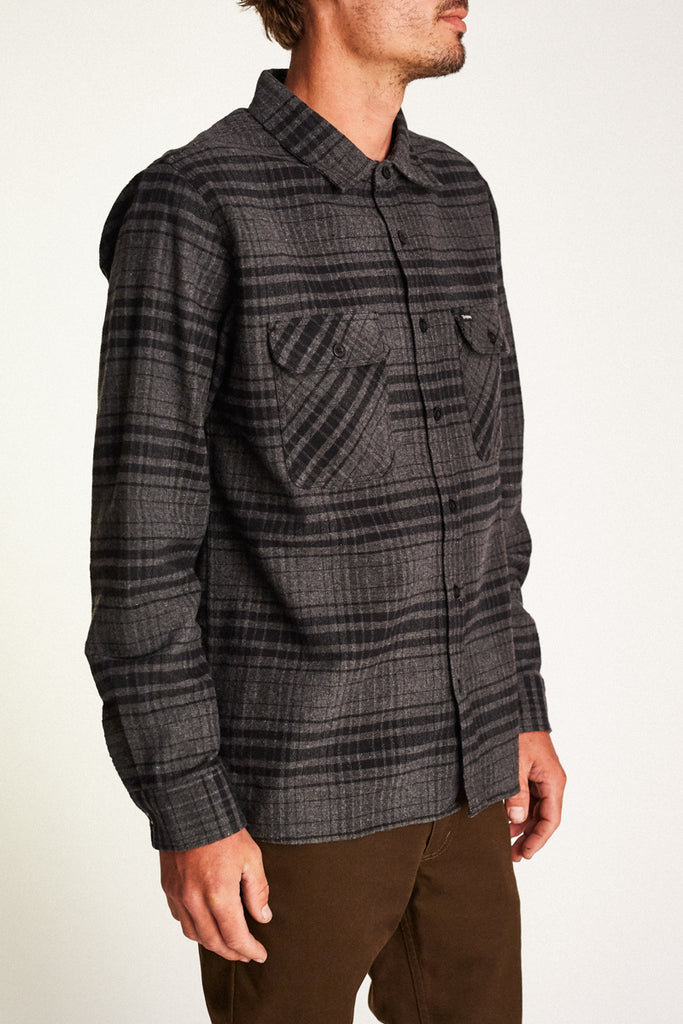 Brixton Archie L/S Flannel - Black/Heather Charcoal