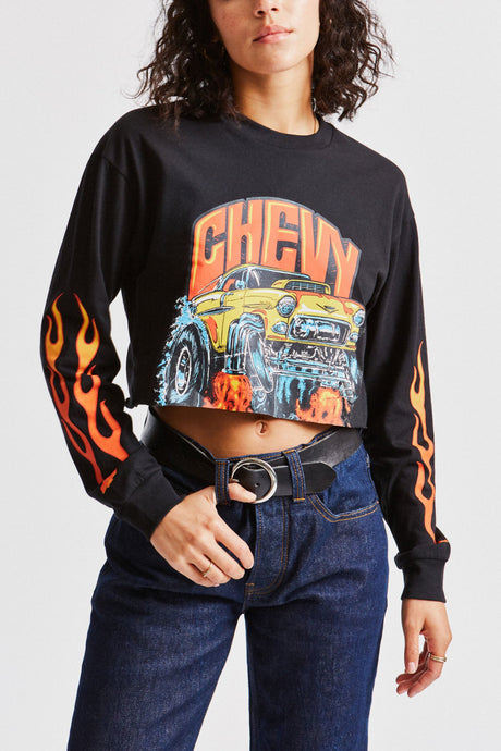 55 Heavy L/S Crop Tee - Bel Air Black