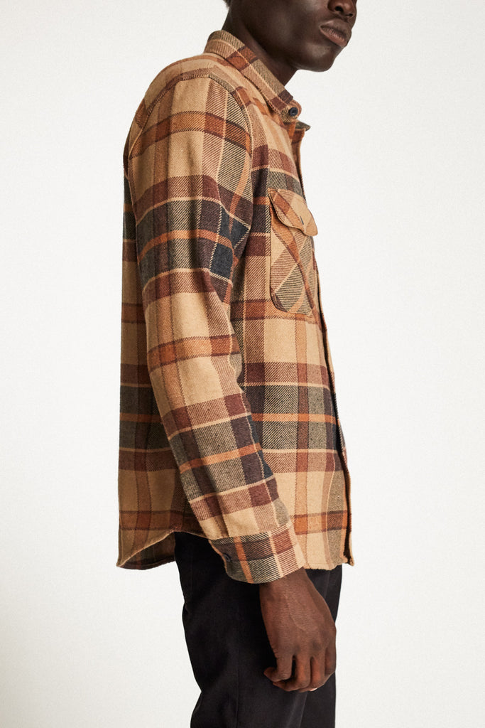 Brixton Bowery L/S Flannel - Cream/Copper