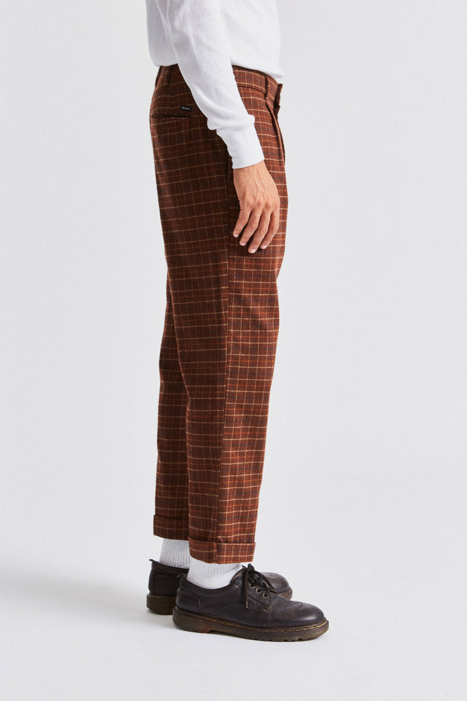 Brixton Regent Trouser Pant - Brown Plaid