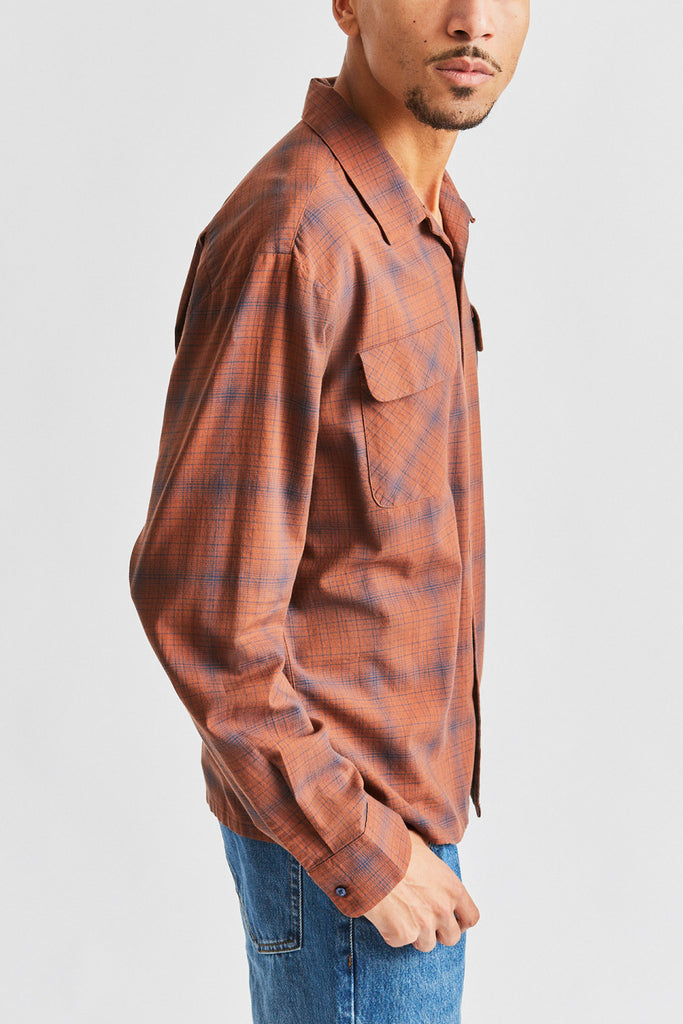 Brixton Franco Plaid L/S Woven - Brown/Navy