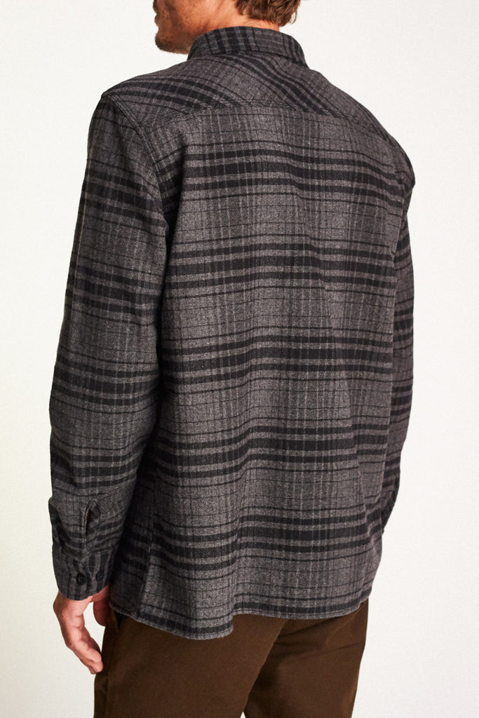 Brixton Archie L/S Flannel - Black/Heather Charcoal