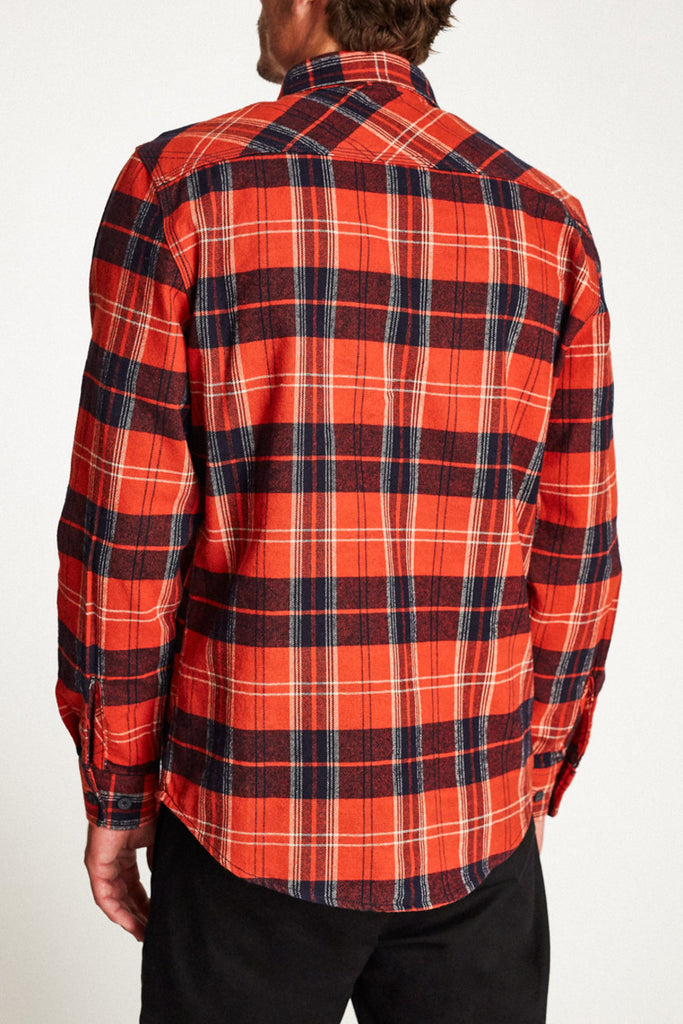 Brixton Bowery L/S Flannel - Red/Navy