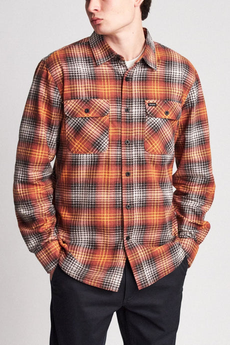 Bowery Lightweight L/S Flannel - Burnt Orange