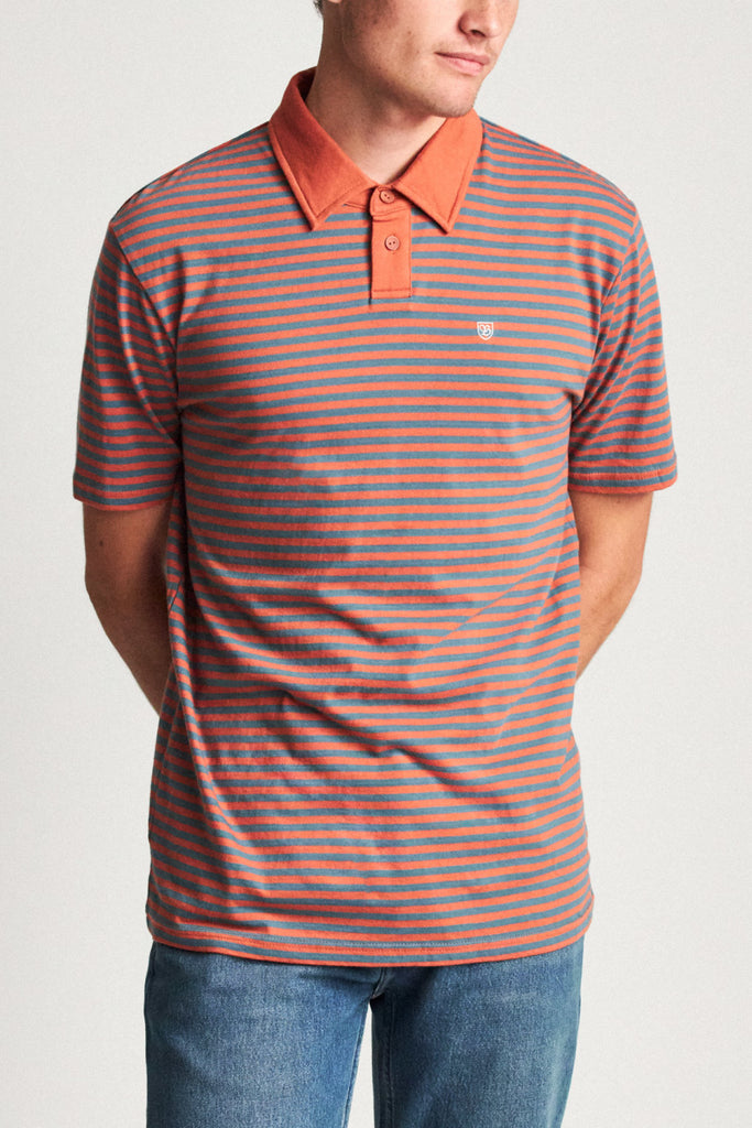 Brixton Pablo S/S Polo Knit - Henna/Orion Blue