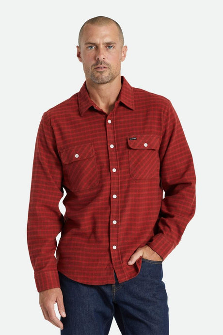 Bowery Stretch L/S Utility Flannel - Burnt Henna/Mars Red