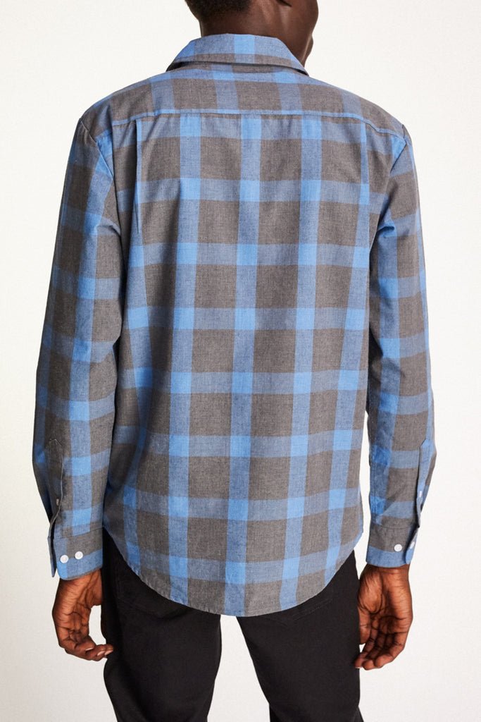 Brixton Charter Plaid L/S Woven - Charcoal/Blue