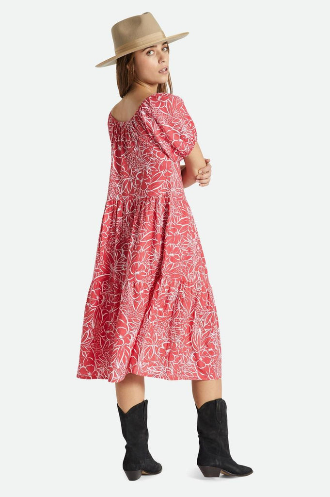 Brixton Indo Linen Dress - Aloha Red