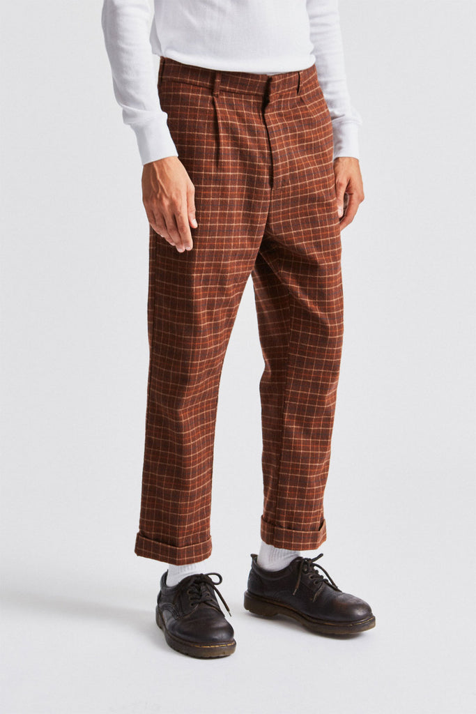 Brixton Regent Trouser Pant - Brown Plaid