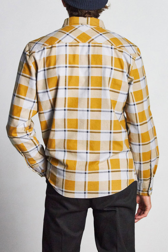 Brixton Bowery Lightweight L/S Flannel - Aluminum/Maize