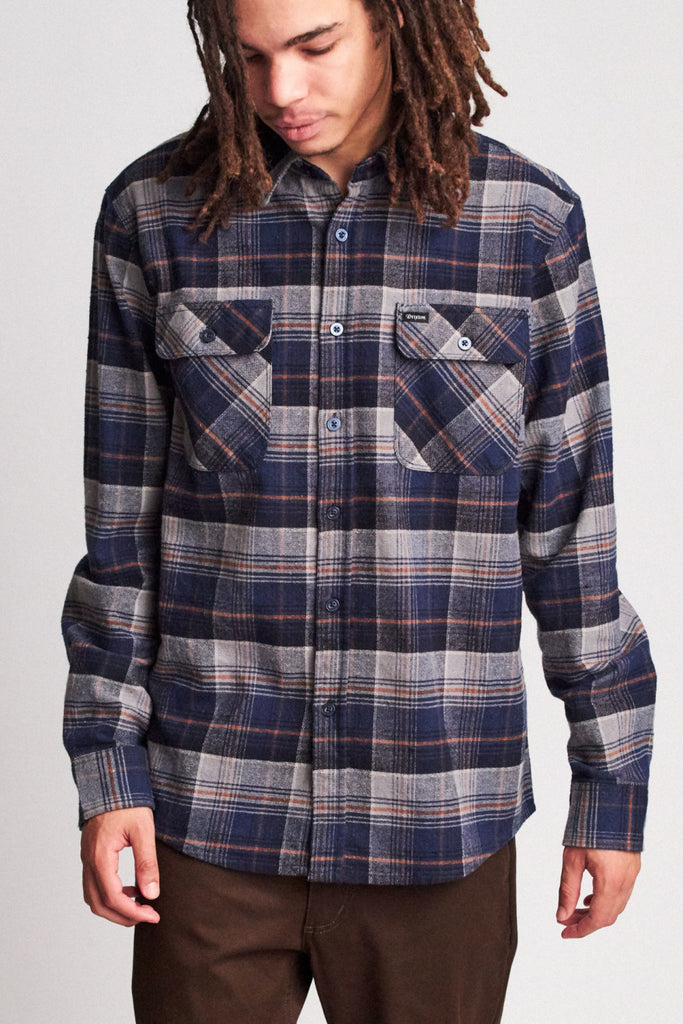 Brixton Bowery L/S Flannel - Blue Night