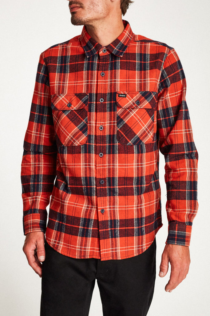 Brixton Bowery L/S Flannel - Red/Navy