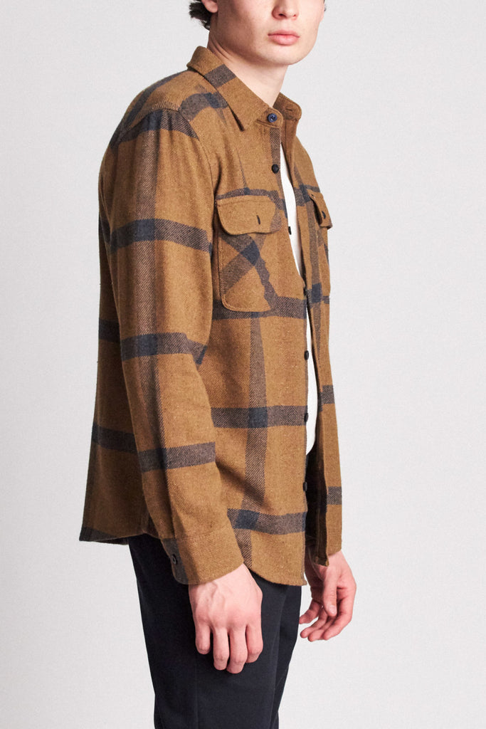 Brixton Bowery L/S Flannel - Gold/Navy