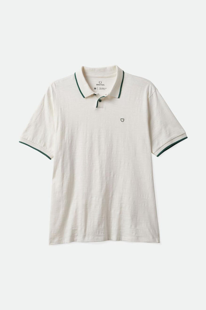 Brixton Proper Slub S/S Polo - Off White/Spruce