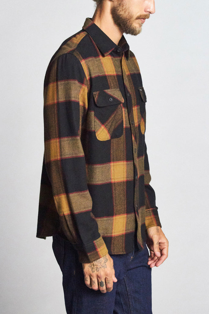 Brixton Bowery L/S Flannel - Black/Gold