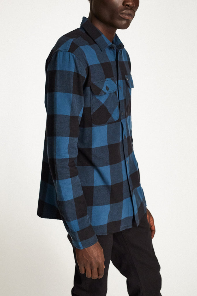 Brixton Bowery Lightweight L/S Flannel - Black/Teal