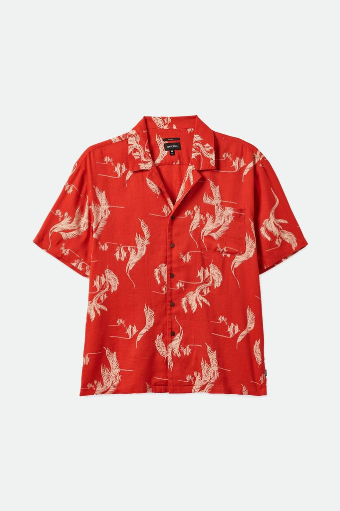 Brixton Bunker Slub S/S Woven Shirt - Aloha Red/White/Coconut