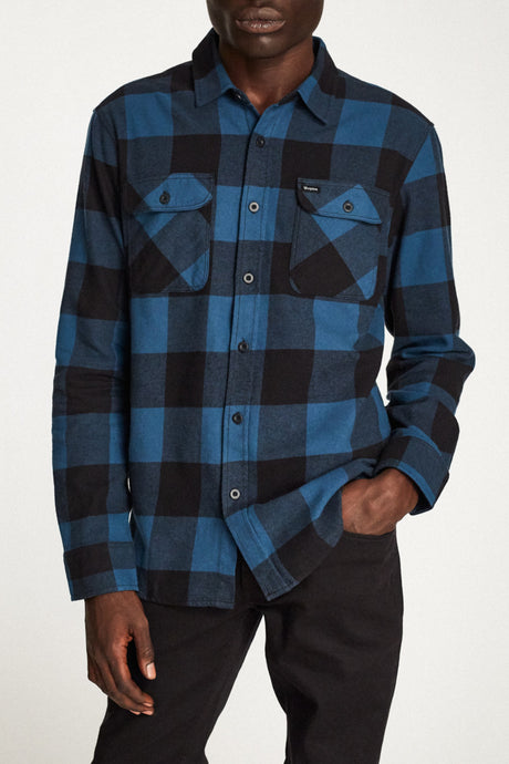 Bowery Lightweight L/S Flannel - Black/Teal