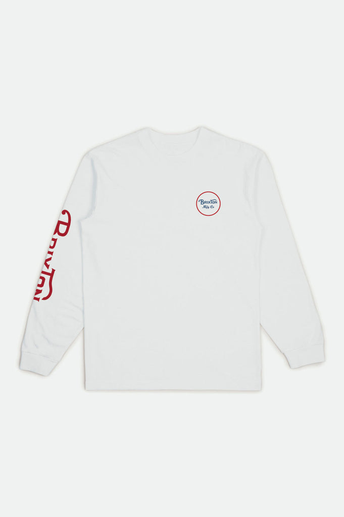 Brixton Boys Wheeler L/S Standard Tee - White/Red