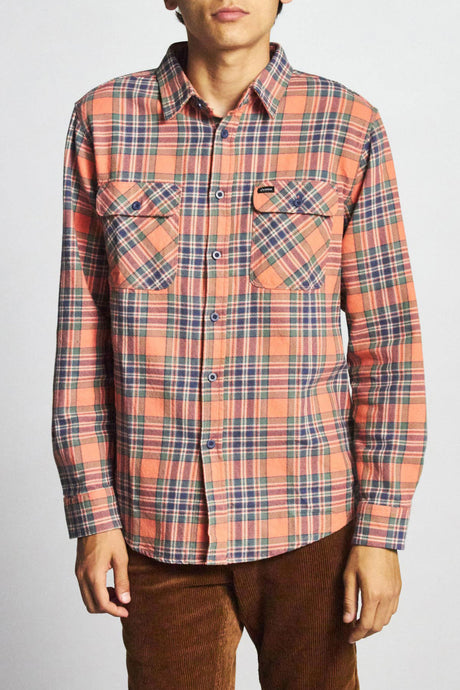 Bowery L/S Flannel - Salmon/Navy