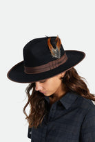 Brixton Unisex Brixton Hat Feather - Burnt Orange/Black/Mahogany | Front fit